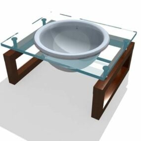 Mô hình 3d bàn trang điểm phòng tắm trên kính