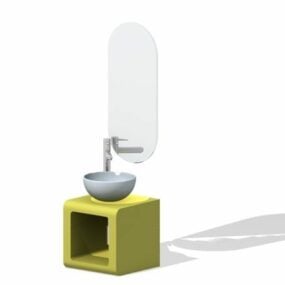 Vaidade de banheiro com espelho modelo 3d