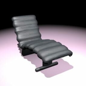 Chaise longue en cuir noir modèle 3D