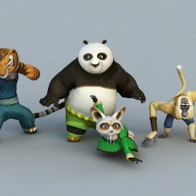 3d модель набору персонажів кунг-фу панда