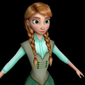 Modello 3d del personaggio di Anna congelata