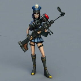 ケイトリン警官の女性キャラクター3Dモデル