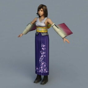 โมเดล 3 มิติของตัวละคร Yuna Final Fantasy