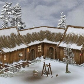 3d модель середньовічного фермерського будинку