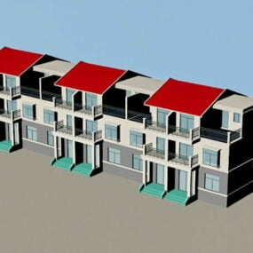 Model 3d Rumah Barisan Modern Townhouse