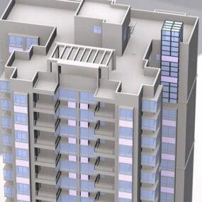 高層ビルのアパートブロック3Dモデル