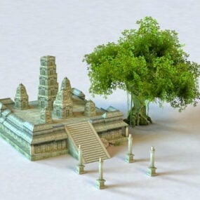 3D-Modell des antiken Tempelgebäudes