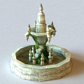 Starožitná kamenná fontána Ruin 3D model