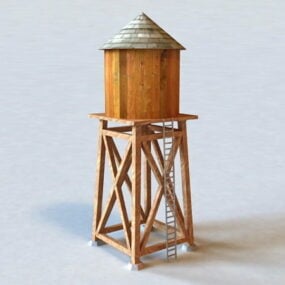 Château d'eau en bois modèle 3D