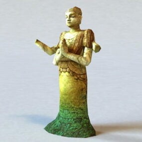 Modelo 3d da estátua do velho Buda