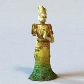 تمثال بوذا سلالة تانغ القديمة نموذج ثلاثي الأبعاد