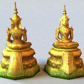 Modelo 3d da estátua antiga do Buda tailandês