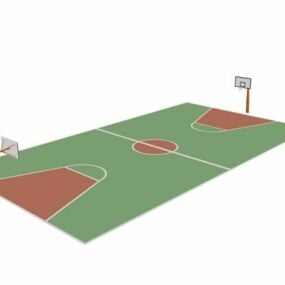 Typisk utendørs basketballbane 3d-modell
