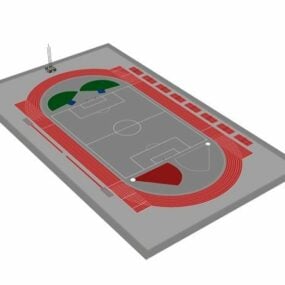 דגם תלת מימד של בניין ספורט אצטדיון מסלול ושדה