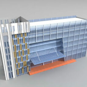 3d модель сучасної скляної офісної будівлі