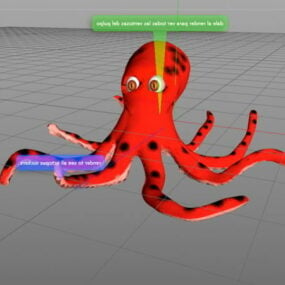 Modelo 3D dos desenhos animados do polvo do mar