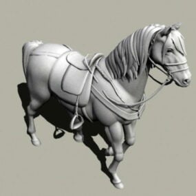 Sadlade hästdjur med rigg 3d-modell