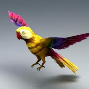 Model 3d Parrot Kuning Kewan Liar