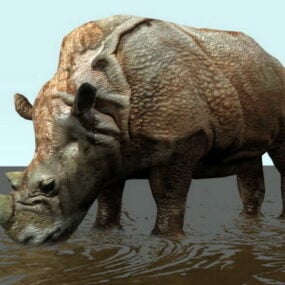 3д модель носорога с буровой установкой