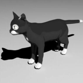 Musta kissa kanssa Rigged 3d-malli