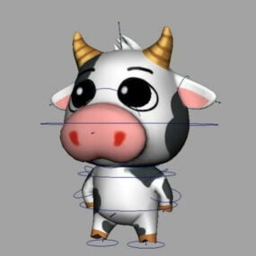 Мультфильм корова Rigged модель 3d