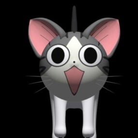 Modelo 3d de estilo bonito de gato de desenho animado