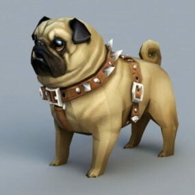 Realistický 3D model mopsího psa