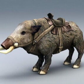 Animal Boar With Mount Saddled 3D-malli