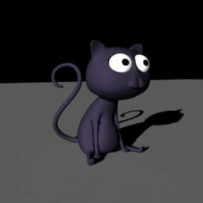 Černá kočka kreslený 3D model
