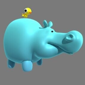 Flusspferd Vogel Rigged Cartoon-3D-Modell