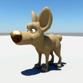 Roztomilý kreslený pes Rigged 3D model