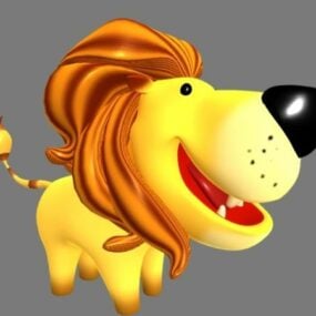 3д модель мультяшного льва с большой головой