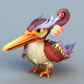 Kormorán Bird kreslený styl 3D model