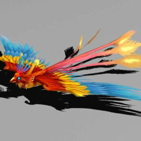 Modello 3d dell'animale Phoenix del fuoco