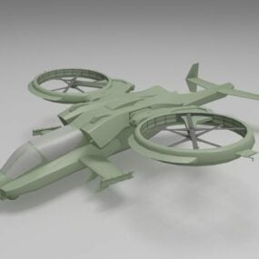 Modelo 3d de helicóptero de transporte militar de ficção científica