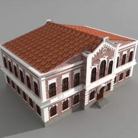 Église occidentale en brique rouge modèle 3D