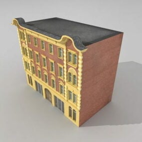 Antik mursten lejlighedsbygning 3d-model