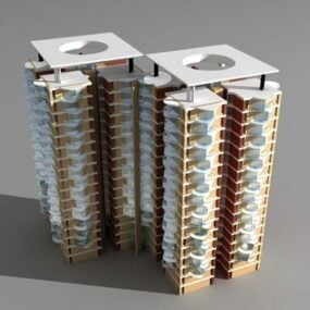 Bâtiment de tour résidentielle modèle 3D