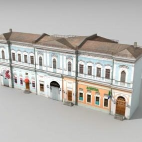 Modello 3d della costruzione del distretto commerciale russo antico
