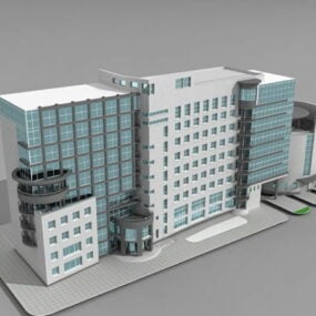 Model 3D Desain Gedung Kantor Modern