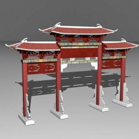 Model 3D chińskiej bramy łukowej pamięci