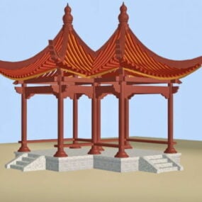 Modelo 3D de pavilhões chineses ao ar livre