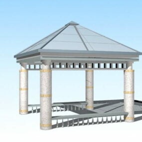 Modelo 3D do Pavilhão Gazebo Quadrado com Topo de Vidro