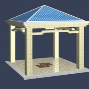 Pavillon de style ancien gazebo carré modèle 3D