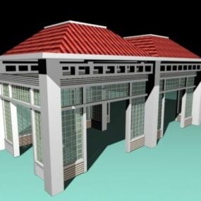 Oud afgeschermd paviljoen 3D-model