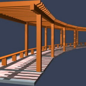 Pergola chodnikowa z siedziskiem Model 3D