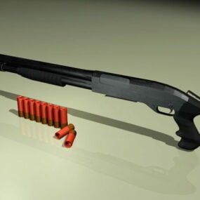 Escopeta y balas modelo 3d