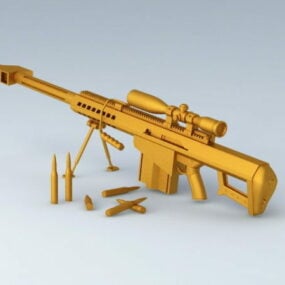 Gold Barrett Sniper Rifle דגם תלת מימד
