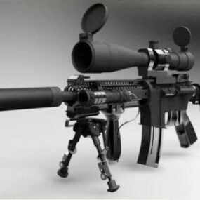 M4卡宾枪带瞄准镜和消音器3d模型