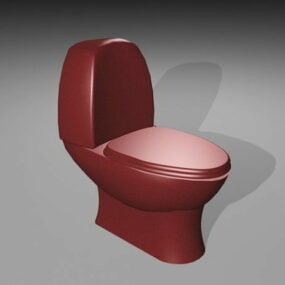Modelo 3d de banheiro vermelho